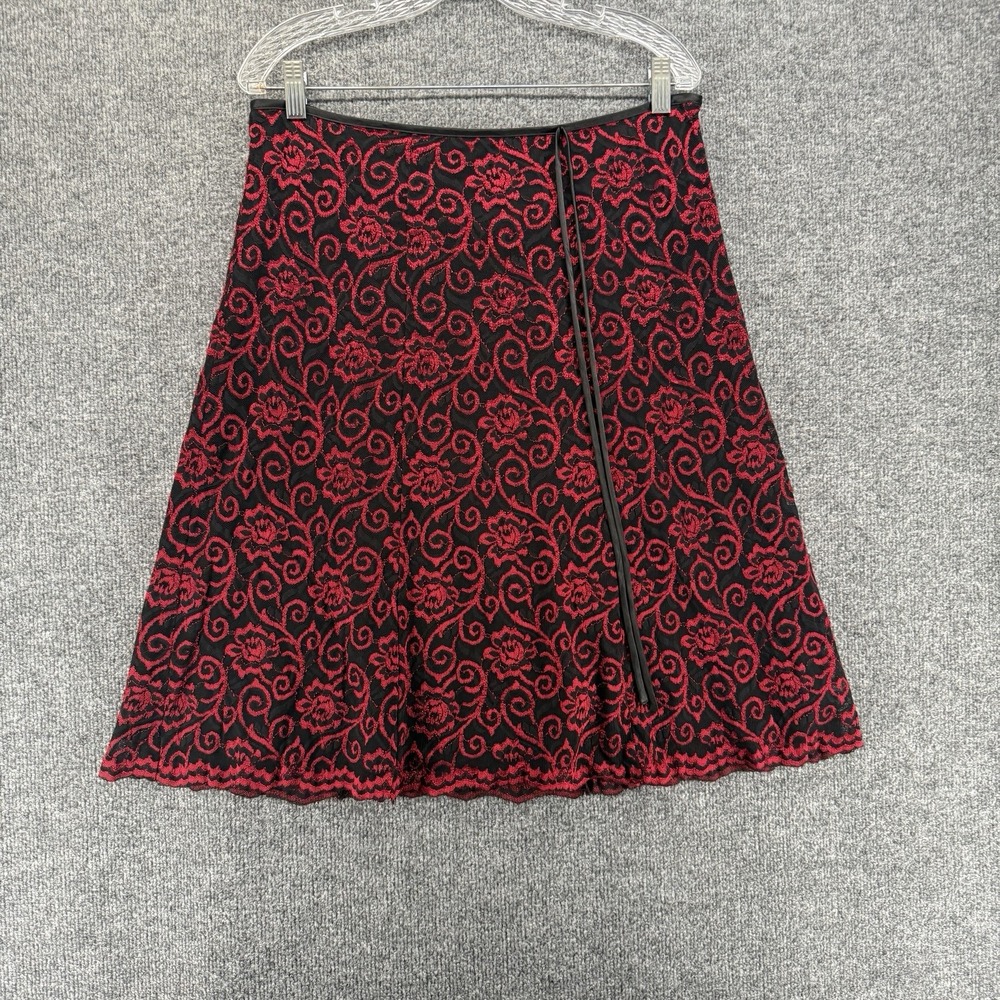 Notations Skirt Womens L Red Black Lace A-Line Whimsigoth Dark Fairycore Vamp
